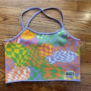 Ragged Colorful Knit Crop Top